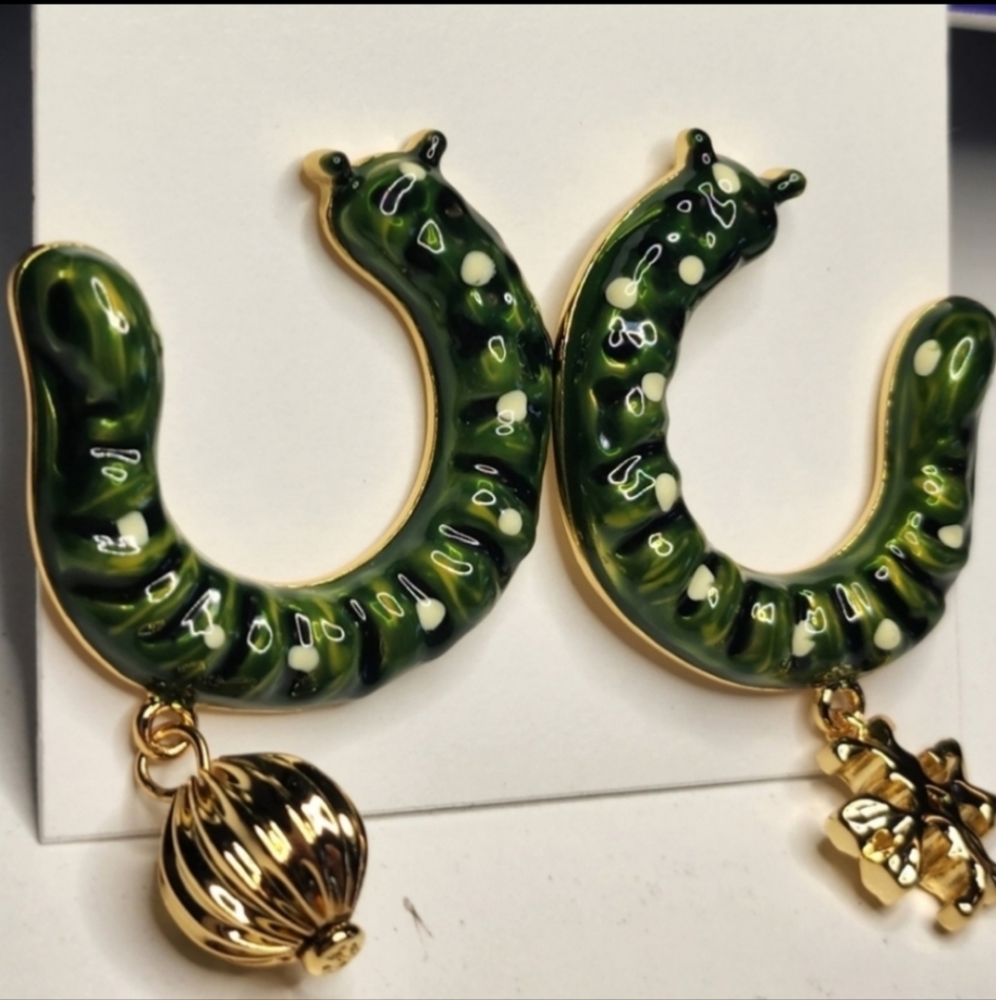 Tory Burch bug green earrings